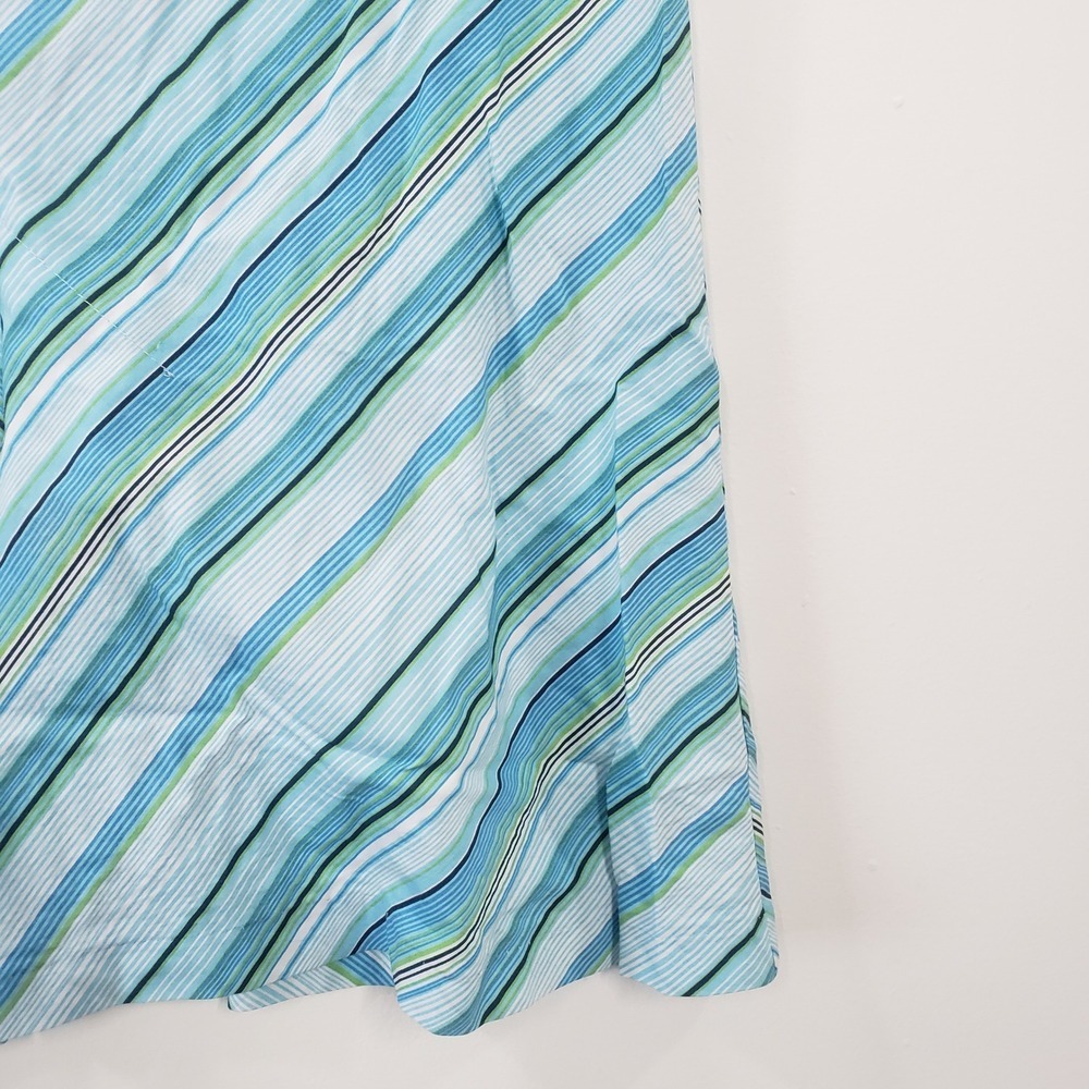 RAG Striped A Line Skirt Size 5 Blue Y2K Chevron Cotton Blend Made in USA Preppy - Picture 2 of 7